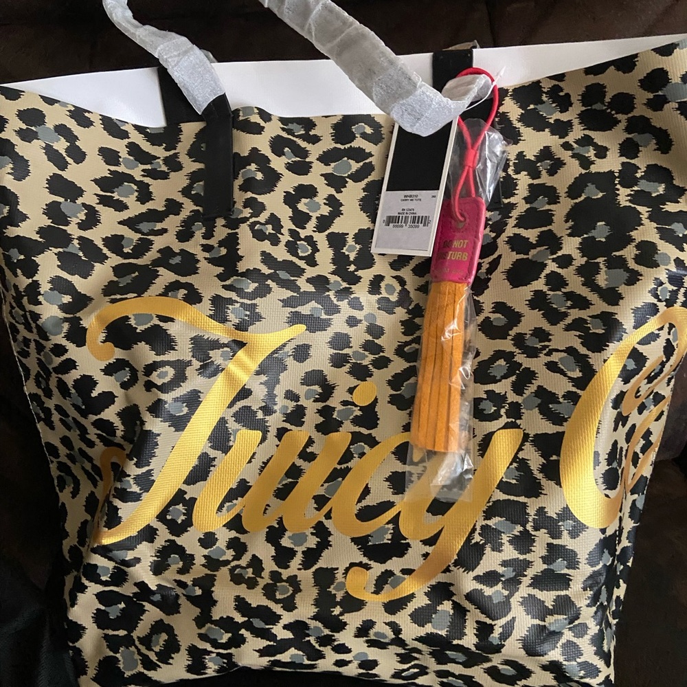 Juicy Couture Leopard/Cheetah Print PVC Tote Bag - NEW - Picture 2 of 9